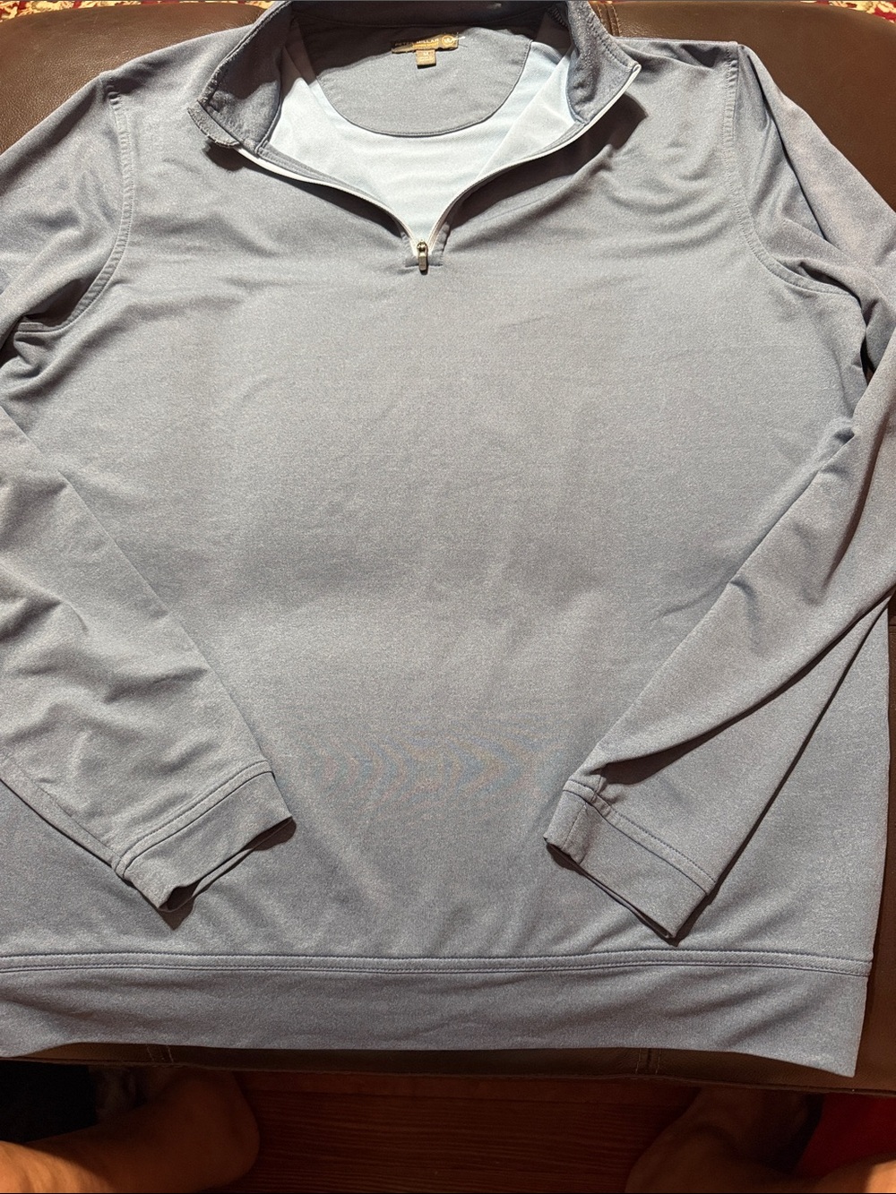 Peter Millar Men's Light Gray Quarter-Zip Performance Pullover
